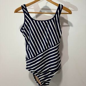 Lands-end Women's Blue and Navy Swimsuit-one-piece Size 8